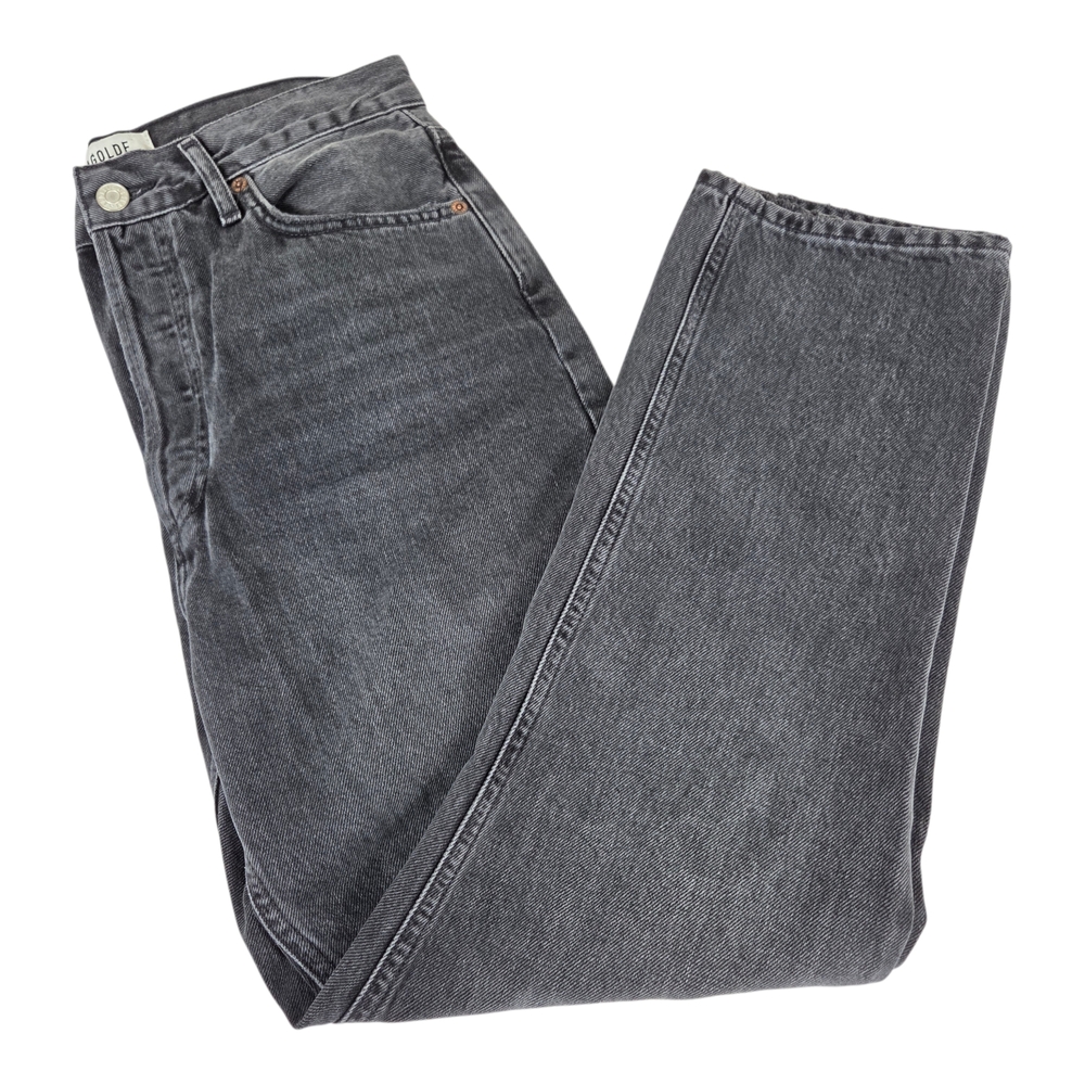 AGOLDE Riley High Rise Straight Crop Jeans Black Button Fly Size 28 - Picture 2 of 14